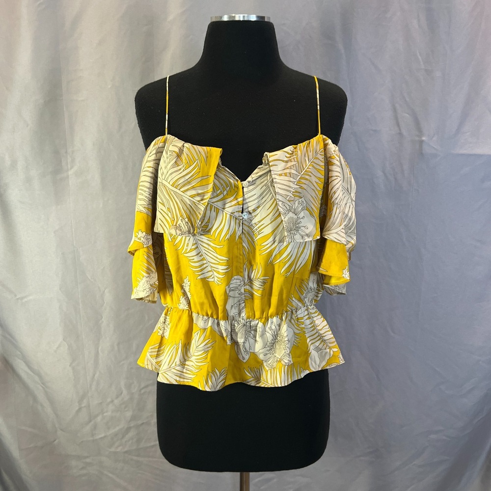 Zara Off The Shoulder Blouse Top Womens M Multicolor Floral Adjustable Straps